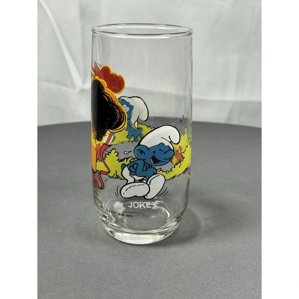 Jokey Smurf Clear Drinking‎ Glass 1982 Hardees 6